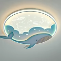 Cute Kids Room Ceiling Light With Whale Waves Stars And Moon Design