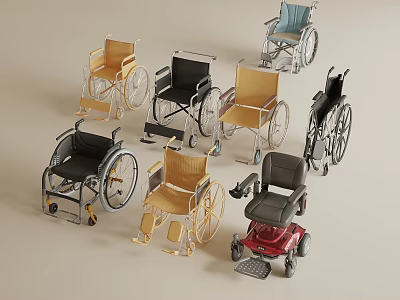 Medical Devices Various Wheelchairs With Different Styles And Mobility Functions 3d model