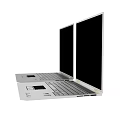 Two Modern Silver Open Laptops With Black Screens Keyboards And Touchpads 3d model