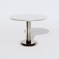 Modern Round Dining Table With White Marble Tabletop And Silver Metal Base 3d model