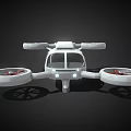 White Quadrotor Drone With Transparent Cockpit And Red Rotor Blades Design