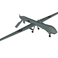 Gray Unmanned Military Fighter Jet With Long Wings And Landing Gear