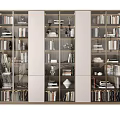 Modern Bookcase With Sleek Design Multiple Shelves Books Decorative Vases And Sculptures