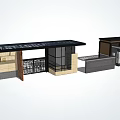Modern Entrance Gate Architectural Design With Metal Frame Glass Panels And Brick Walls