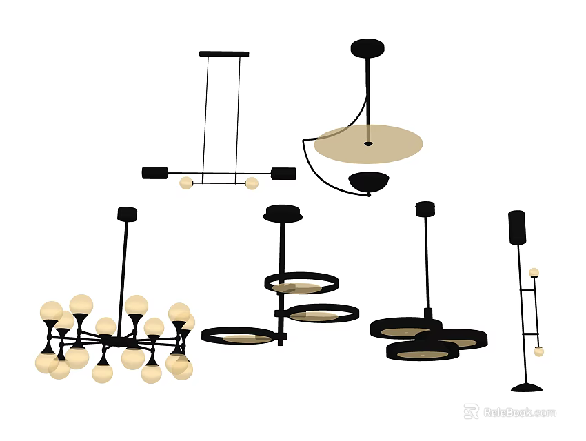 Various Modern Chandelier Designs With Round Shapes And Multi layer Structures for Home Interior Decor 3d model 