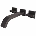 Modern Black Wall Mounted Faucet With Two Handle Controls And Sleek Design