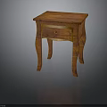 Classic Wooden Side Table With Single Drawer And Curved Decorative Legs