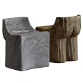 Stylish Two Gray And Brown Marble Single Chairs With Modern Design