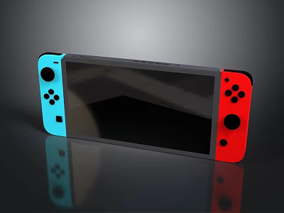 Portable Gaming Console With Red Blue Controllers And Black Screen Design 3d model