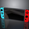 Portable Gaming Console With Red Blue Controllers And Black Screen Design