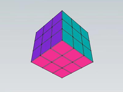 Vibrant 3D Rubik's Cube With Purple Green And Pink Colored Faces 3d model