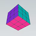 Vibrant 3D Rubik's Cube With Purple Green And Pink Colored Faces
