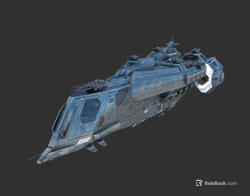 Futuristic Sci-Fi Warship With Detailed Exterior Design Weapon Systems And Armored Hull 3d model 