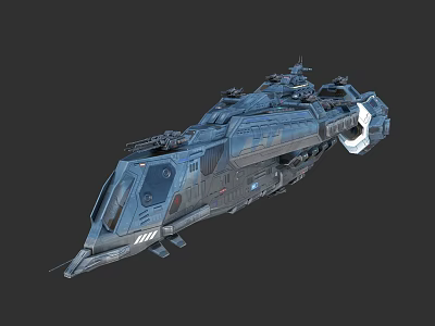 Futuristic Sci-Fi Warship With Detailed Exterior Design Weapon Systems And Armored Hull 3d model