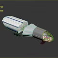 3D Model of Modern Transport Vehicle With White Trailer Transparent Cockpit and Wheels