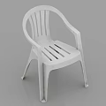 Simple White Plastic Leisure Chair With Armrests And Striped Design For Indoor Outdoor Use