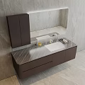 Modern Bathroom Vanity With Marble Countertop Wall Mounted Cabinet And Mirror