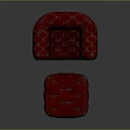 Red Tufted Velvet Armchair With Matching Ottoman And Gold Accent Dark Wood Legs