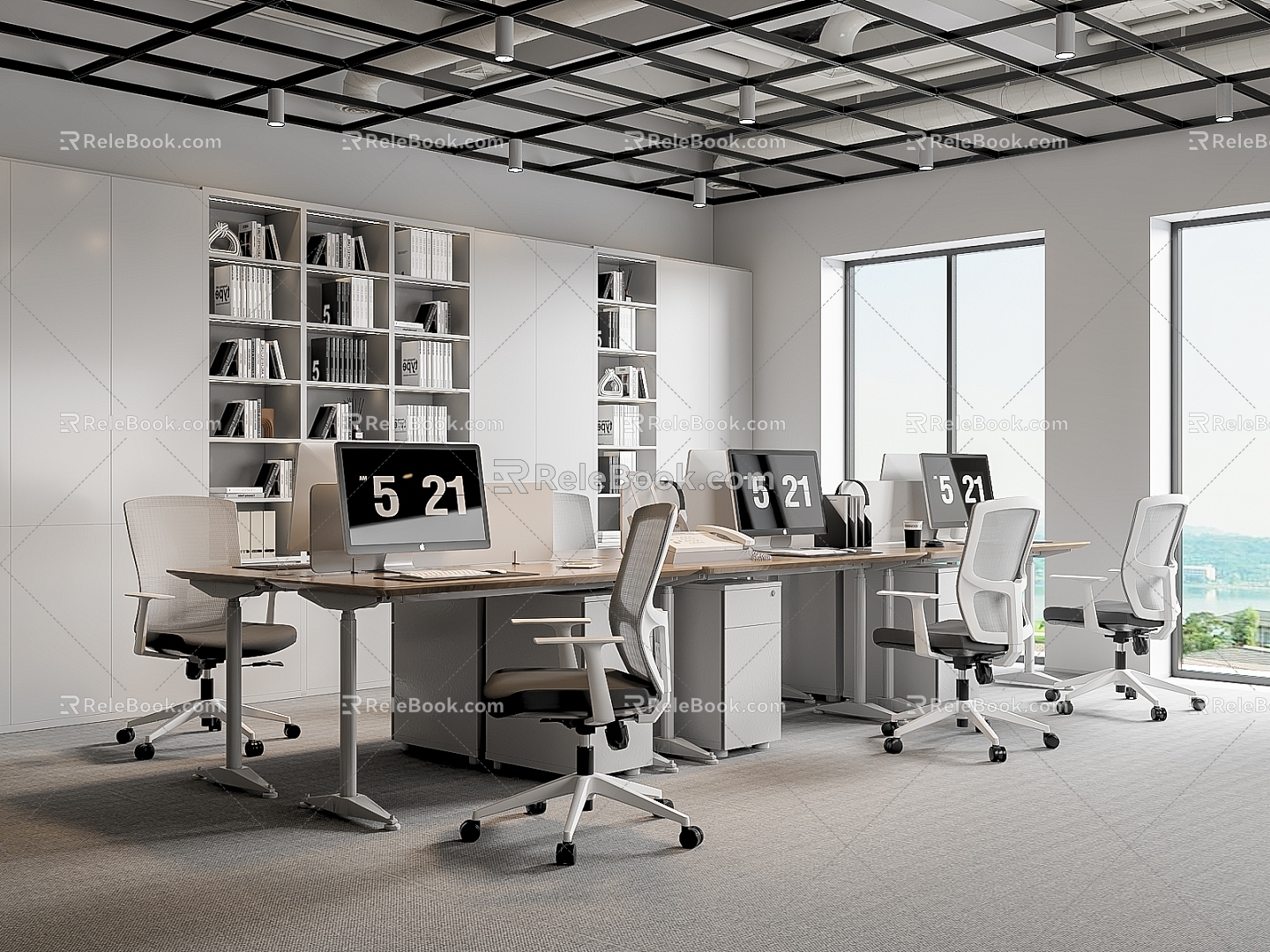 Office Desk and Chair Staff Station Computer Desk and Chair 3d model