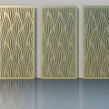 Three Decorative Flush Doors With Wavy Patterns In Gold And Green Tones