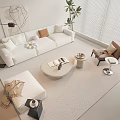 Cream wind sofa coffee table combination 3d model