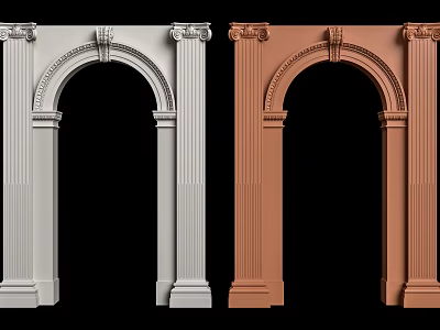 Classic Door Arches White And Brown Stone With Columns Ornate Top Design 3d model