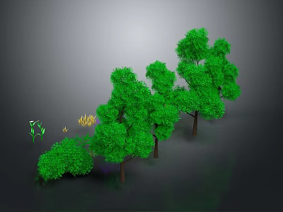 Lush Green Trees And Shrubs With Various Sizes For Outdoor Garden Landscaping Design 3d model