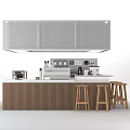 Modern Functional Bar Counter With White Top Wooden Cabinetry And Bar Stools