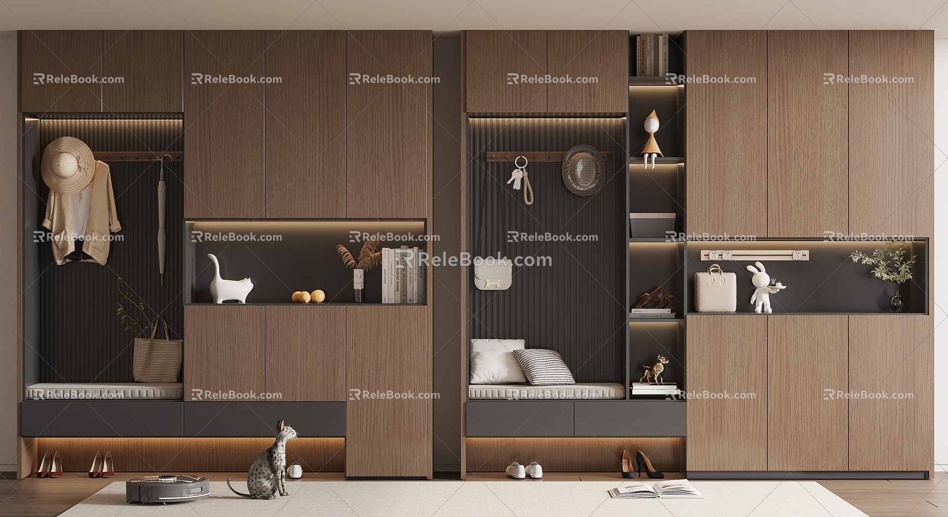 Middle style shoe cabinet 3d model