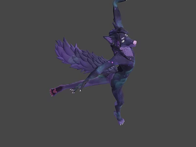 Game Movie Character With Purple Feathered Wings In Dynamic Dancing Pose 3d model