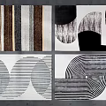 Stylish Modern Square Rugs With Geometric Stripes Circular Patterns And Neutral Tones