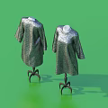 Silver Woven Texture Long Sleeve Clothes On Mannequins With Green Background