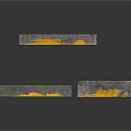 Three Vintage Gray Train Carriages With Yellow Stripes And Weathered Texture