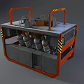 Industrial Equipment With Orange Frame Yellow Black Warning Stripes And Multiple Gas Cylinders On Platform