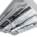 Modern Interior Ceiling Structure Design With White Pipes Frames And Embedded Components