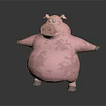 Game Movie Character Pink Fat Pig With Open Arms Standing On Shiny Dark Background