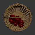 Wicker Basket Filled With Fresh Red Apples On Dark Background