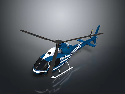 Blue And White Mars Exploration Helicopter 3D Model With Rotors And Fuselage 3d model