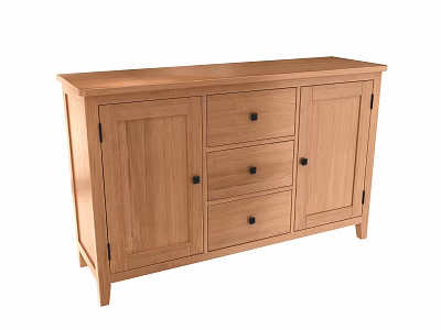 Wooden Sideboard with Cabinet Doors and Drawers Simple Design for Dining Room 3d model
