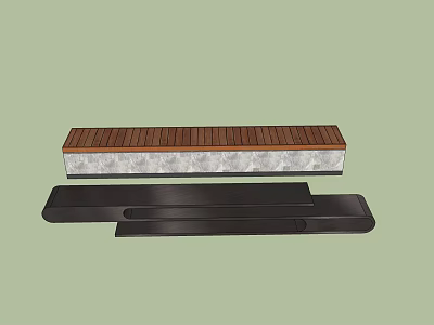 Outdoor Chair With Wooden Slat Seat Gray Support And Black Frame Components Design 3d model