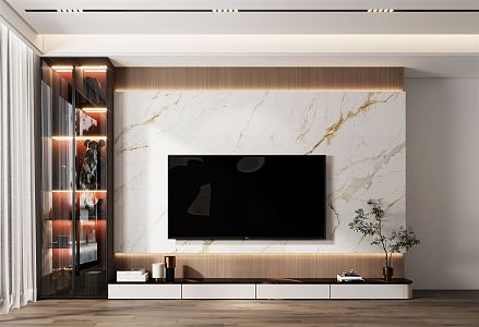 Modern TV background wall TV background 3d model