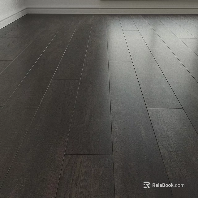 Dark Wooden Floor With High Quality Sleek Planks And Modern Matte Finish 3d model 