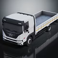 White Hyundai Functional Truck With Open Bed Gravel And Yellow Stripes 3d model