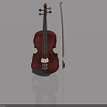 Smart Machine Crafted Violin With Bow On Smooth Reflective Surface 3d model