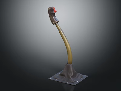 Durable Car Gear Shift Lever with Red Button and Metal Base for Smooth Shifting 3d model