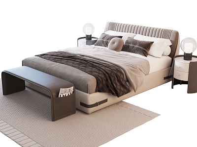 Modern Double Bed 3d model