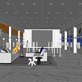 Modern Clothing Store Interior With White Sofa Display Racks Mannequins Ceiling Lights And Marble Floor