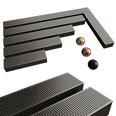 Chic Bathroom Small Accessories With Striped Details And Metal Balls 3d model Chic Bathroom Small Accessories With Striped Details And Metal Balls 3d model