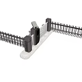 Modern Black Metal Fence With Automatic Gate And Access Control Posts On White Base 3d model