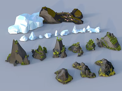 Natural Wood And Stone Decorative Elements With Various Shapes And Textures For Home Design 3d model